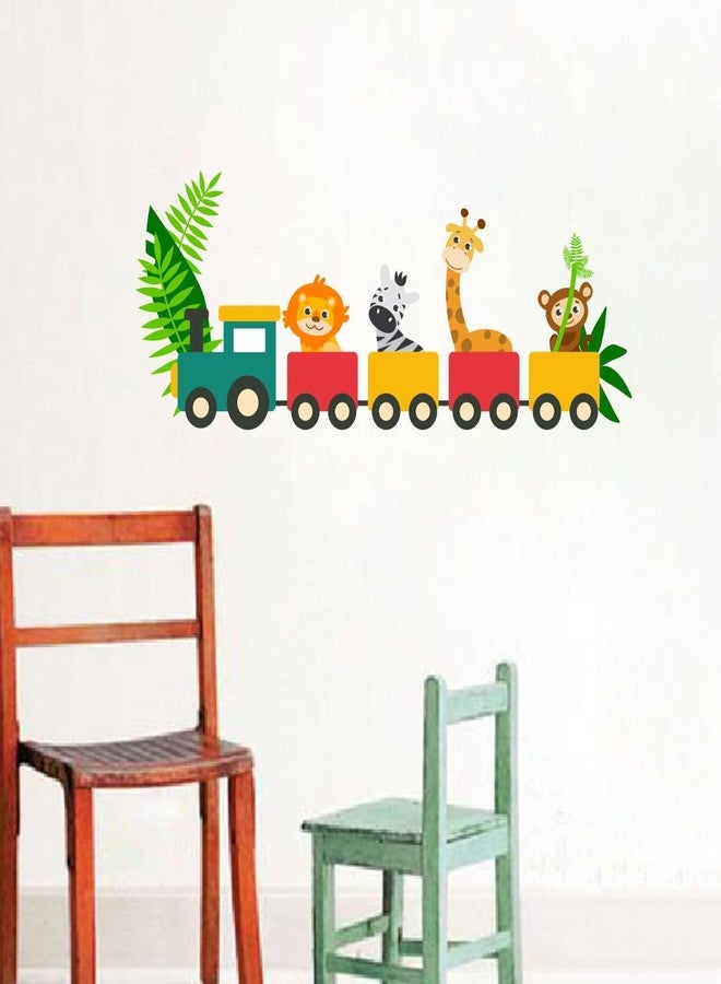 Sticker Studio ملصق جداري للأطفال من الفينيل PVC بتصميم حيوانات كرتونية وقطار، مثالي لتزيين المنزل - مناسب لغرفة المعيشة، غرفة النوم، الردهة، غرفة الأطفال، غرفة اللعب (المقاس: 38 سم × 27 سم) - Image 4